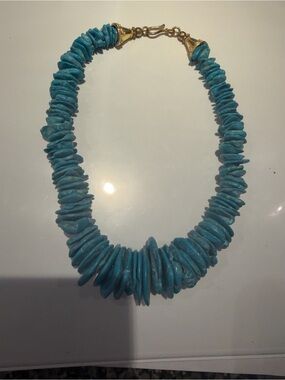 Hand Crafted Turquoise Blue Chip Necklace